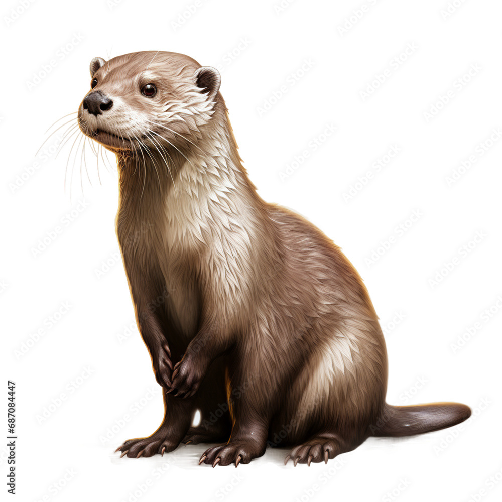 カワウソ全体像(白背景,背景無し,切り抜き) カワウソ全体像(白背景,背景無し,切り抜き)