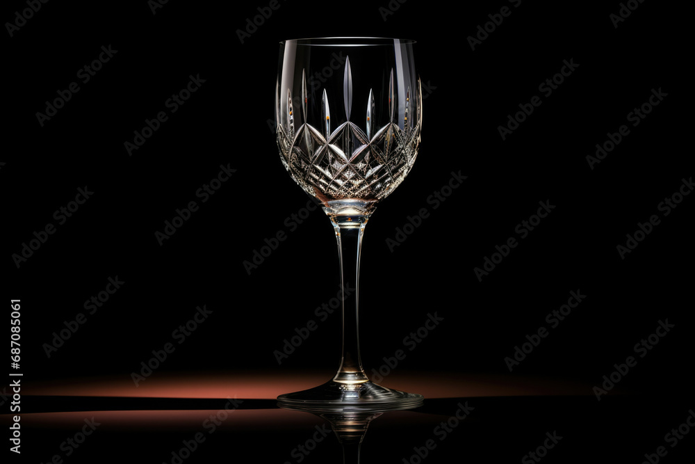 Transparent liquid wine empty wineglass alcohol object crystal elegant drink glass black background