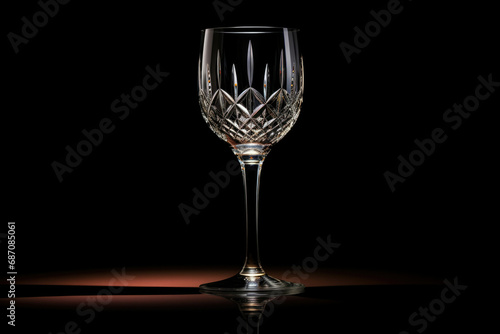 Transparent liquid wine empty wineglass alcohol object crystal elegant drink glass black background