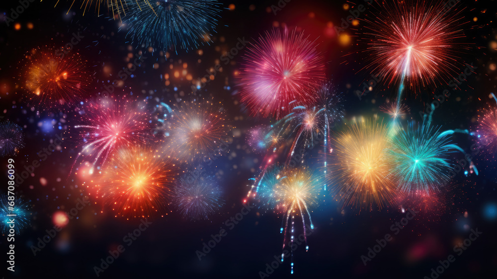 Fototapeta premium Colorful Fireworks Display at Night