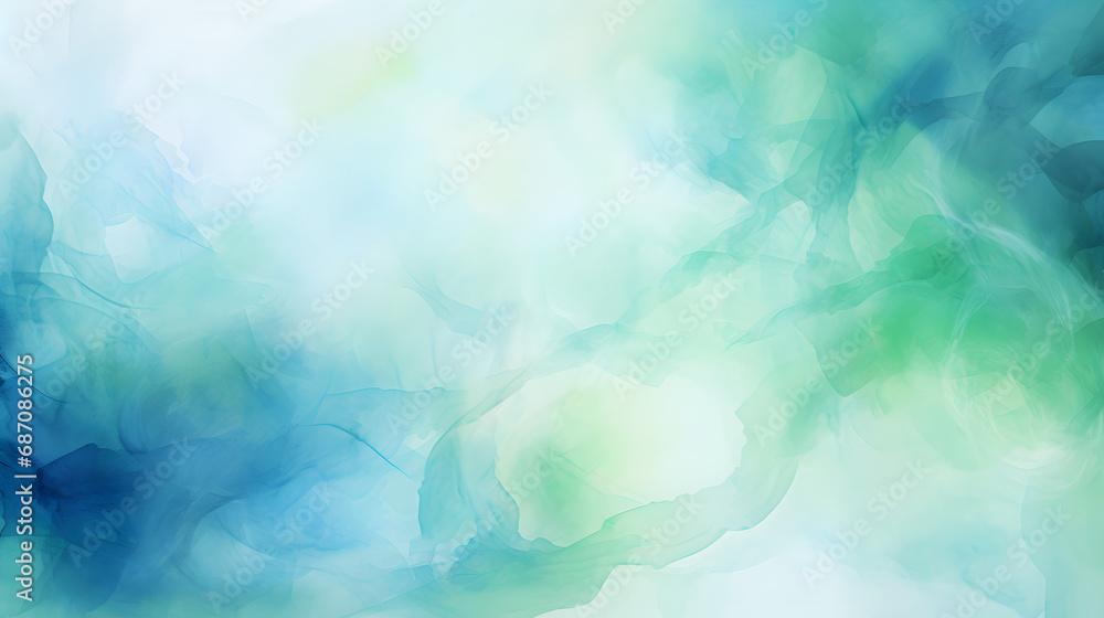 Abstract watercolor background with blended blue and green hues