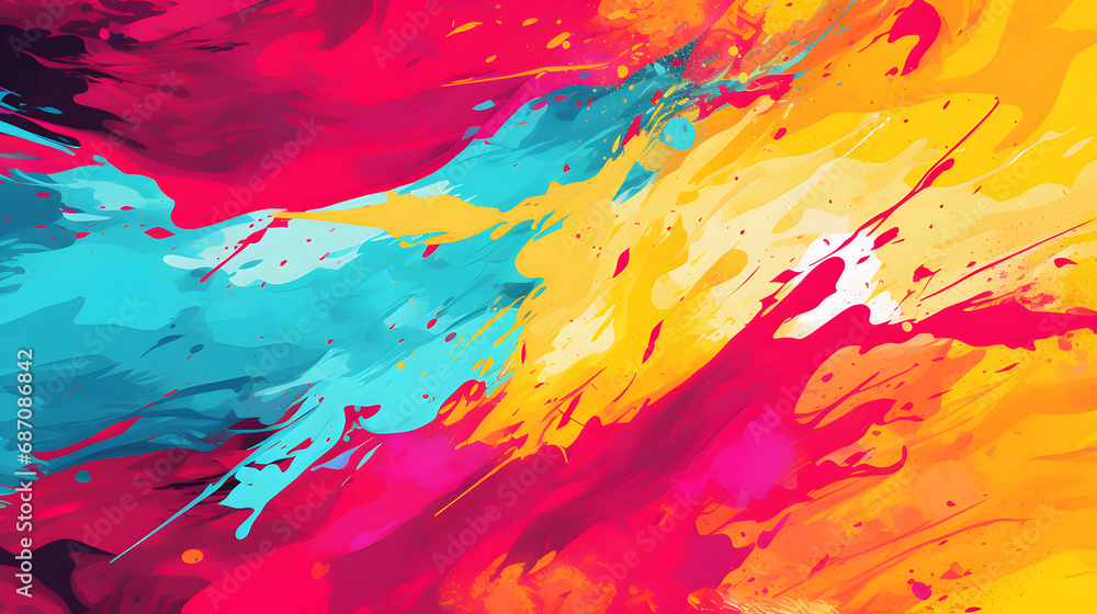 Dynamic abstract background with colorful brush strokes and splashes Dynamic abstract background with colorful brush strokes and splashes