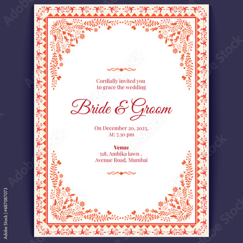 royal indian wedding card design, invitation template