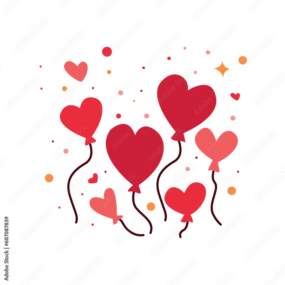 Valentines day greeting card with heart shaped balloons. Vector illustration Valentines day greeting card with heart shaped balloons. Vector illustration