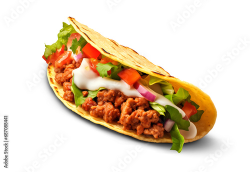 Mexican Flavor Explosion: Tantalizing Taco with Meat, Sauce, Lettuce, and Tomato