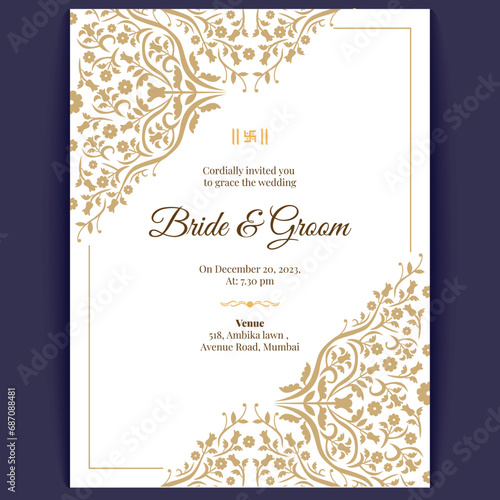 luxury indian wedding card design, wedding invitation template