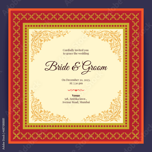 luxury indian wedding card design, wedding invitation template