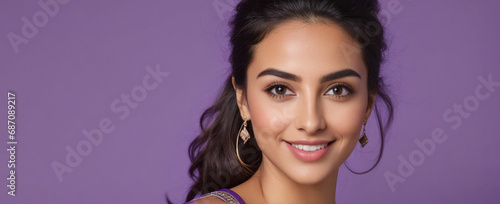 Obraz na płótnie Beautiful Moroccan good woman nice fashion half body eye contact w salonie