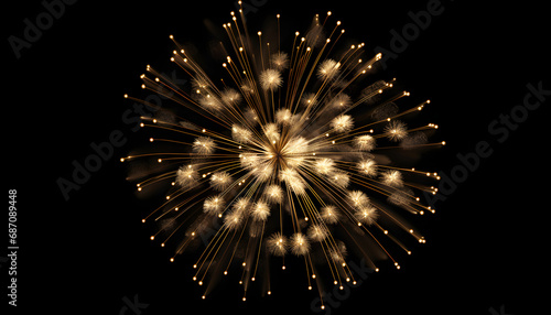 Romatnisches Feuerwerk vor schwarzem Hintergrund bei Nacht, Herz, Gold, Schwarz photo