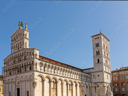 Overview of the beautiful church of San Michele in Foro in Lucca, city of art and culture