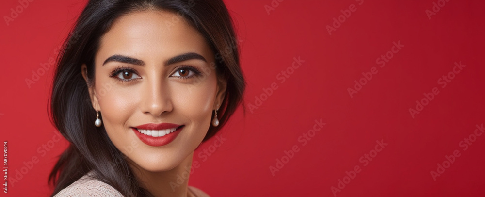 Fototapeta premium Beautiful Moroccan good woman nice fashion half body eye contact