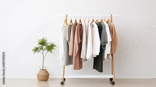 Minimalistic Clothing Rack with Stylish Outfits © Susanti
