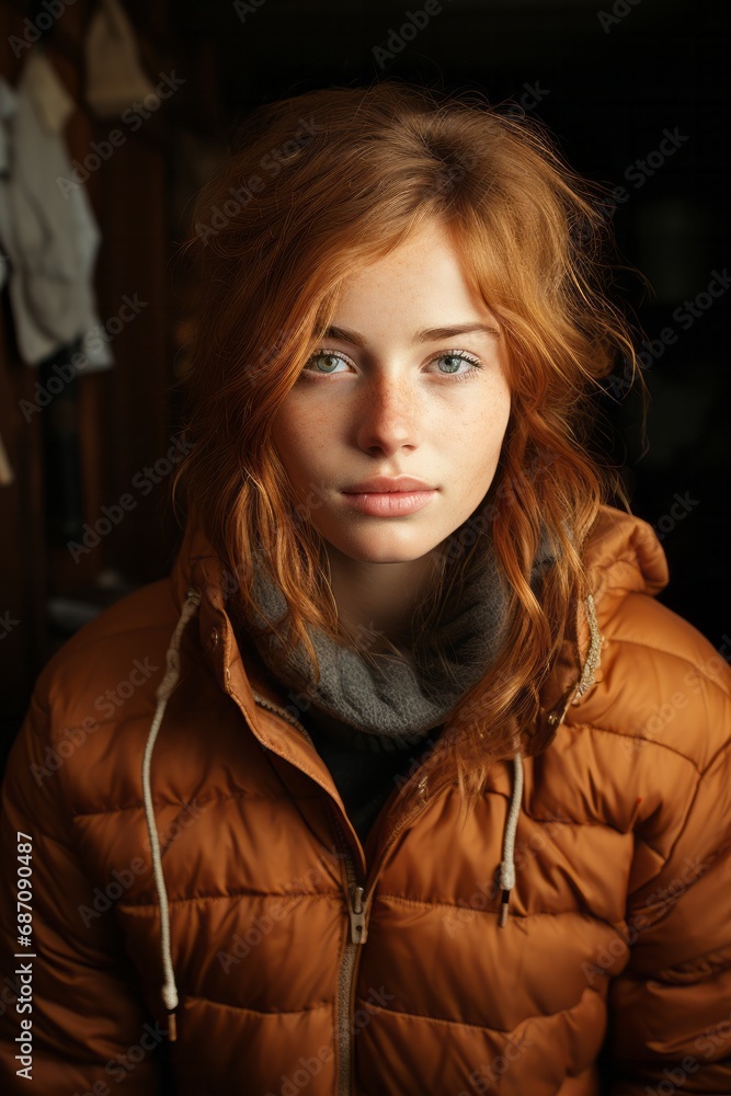 Portrait of scandinavian nordic red-haired woman with light eyes Portrait of scandinavian nordic red-haired woman with light eyes