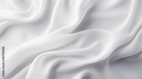 White satin silky warped cloth. Soft textile drape with creases. Clean concept. Generative AI photo