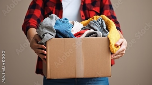 Donating Box of Clothes photo