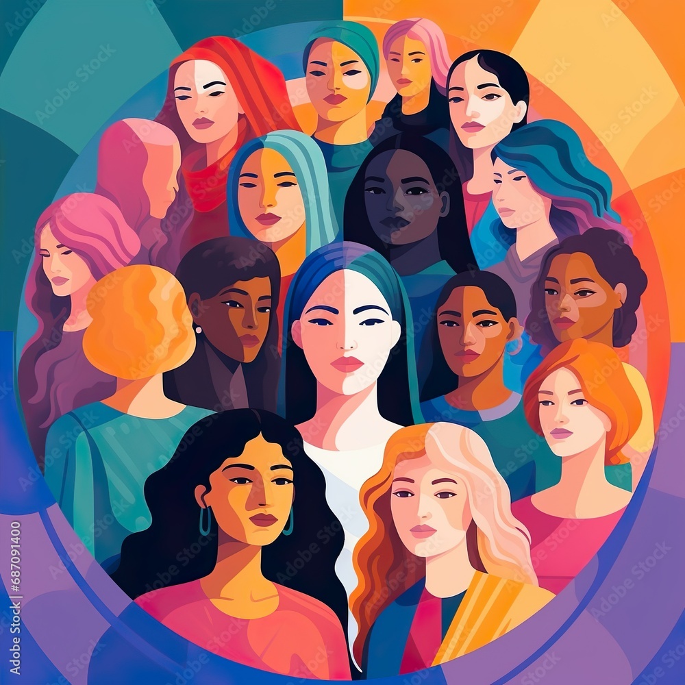 Different Women infront. World womens day - Generative AI