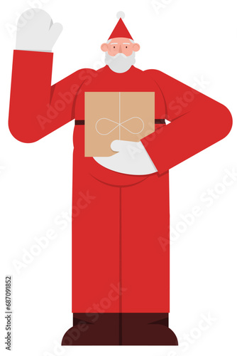 Santa claus with gift box (ID: 687091852)