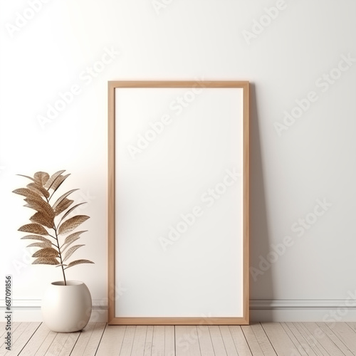 Minimalist Composition with Dried Botanicals and Wooden Frame ,Frame mock up