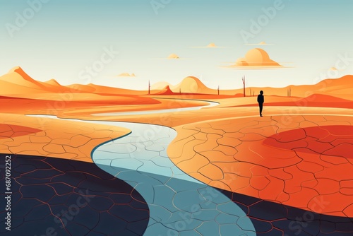 A poster design for water shortage  intense heat  and drought