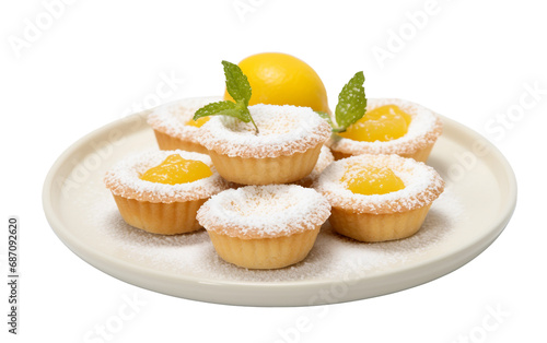 An Array of Bite-sized Lemon Tartlets with a Sprinkle Isolated on Transparent Background PNG.