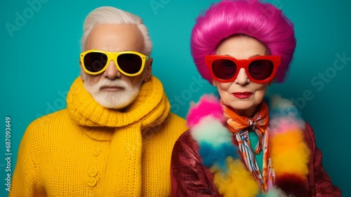 Elderly Couple with Colorful Glasses