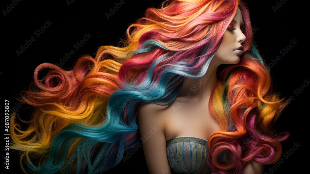 Colorful Hair Fashion Model