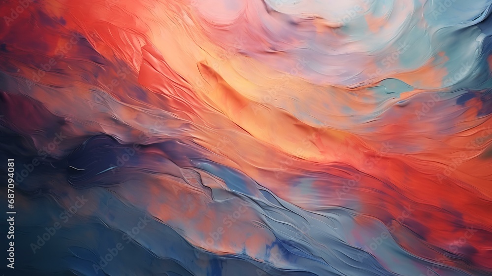 Abstract background of acrylic paint in blue and orange tones. Computer-generated graphics.