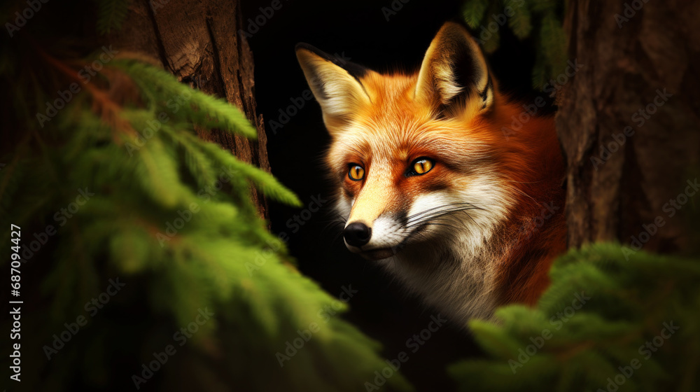 Portrait of a Red fox in a forest Portrait of a Red fox in a forest