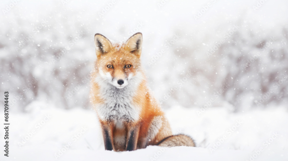 Portrait of a Red fox in winter Portrait of a Red fox in winter