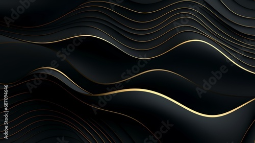 Black and gold wavy lines on abstract background. Vector illustration eps10