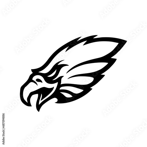 Vector Hand drawn eagle head logo Icon mascot  White Background