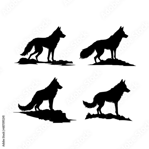 Wolf silhouette isolated on white  wild animal  logo with wolf  vector image
