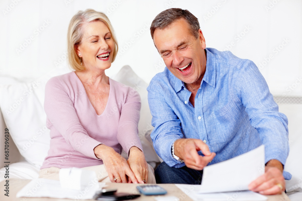 Home, financial and old couple with documents, savings and mortgage debt with insurance checklist, life and asset management. Apartment, senior woman and mature man with paperwork and retirement fund Home, financial and old couple with documents, savings and mortgage debt with insurance checklist, life and asset management. Apartment, senior woman and mature man with paperwork and retirement fund