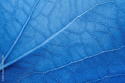 Closeup of a blue leaf texture abstract background, Extreme close up texture of blue toned leaf veins