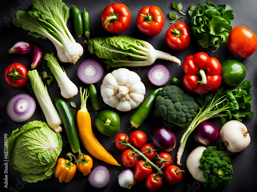 Up view of vegetables - set composition of food photography.