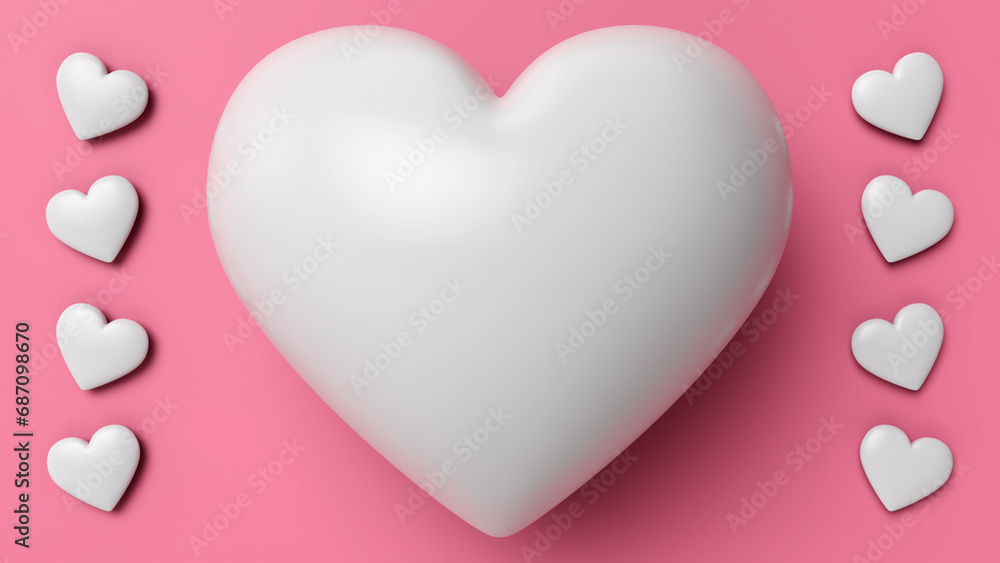 The minimal white heart on pink background, Minimal White Heart on Soft Pink Background, White Heart on Gentle Pink Background, Minimalist White Heart on Blush Pink