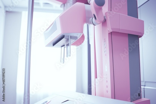 Mammography test at the hospital. Medical equipment. Operating room with Mammography X-Ray System. Laboratory, medical and health care concept.