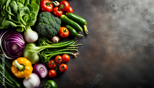 Up view of vegetables - set composition of food photography.