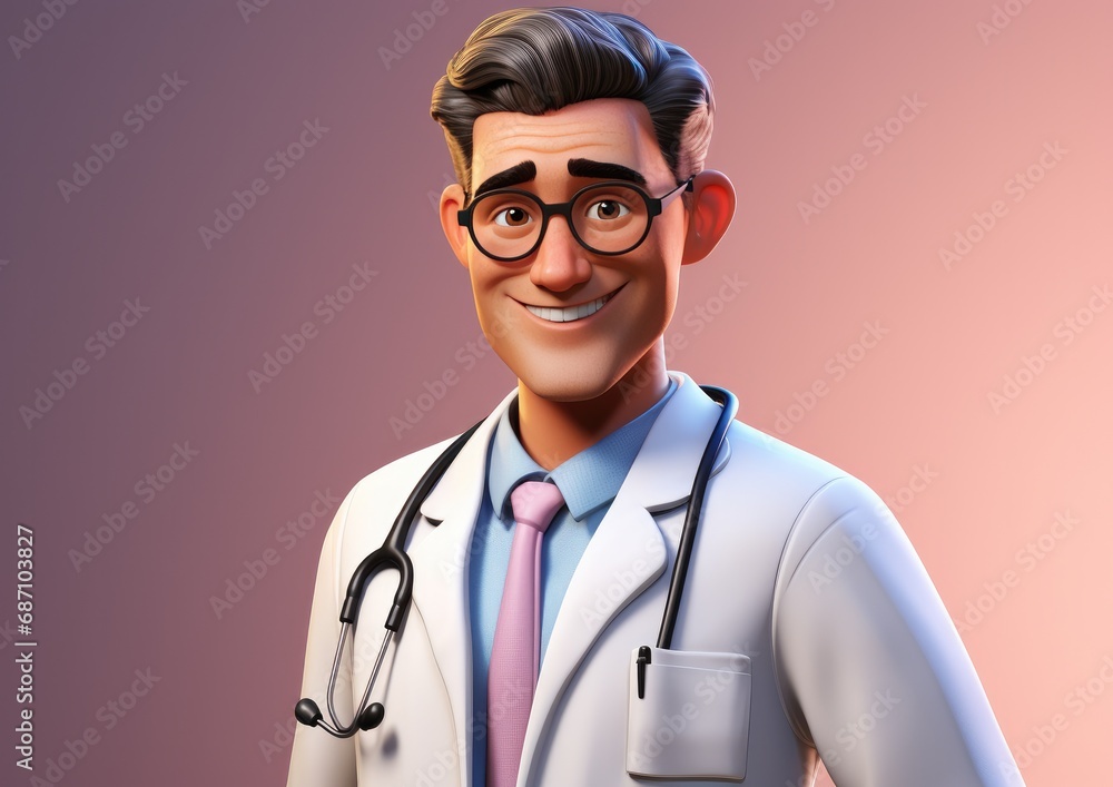 3d cartoon Character of doctor