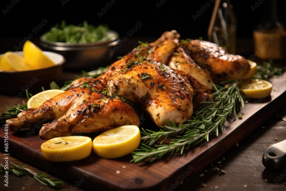 Tasty grilled chicken with thyme and garlic Tasty grilled chicken with thyme and garlic