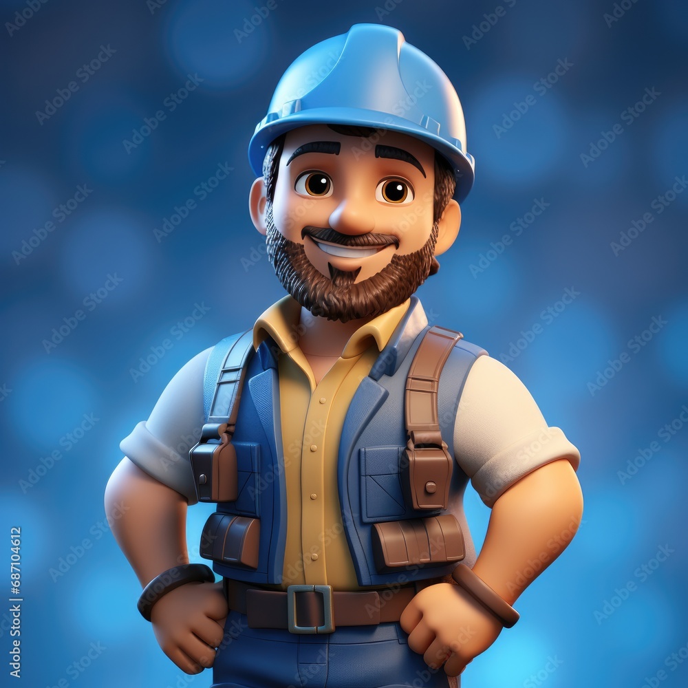 3d cartoon Character of Electrician 3d cartoon Character of Electrician