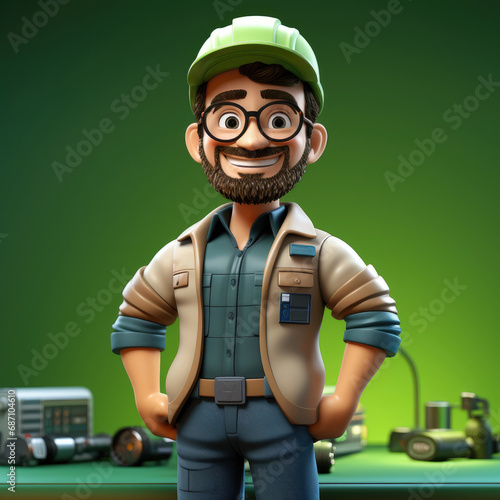 3d cartoon Character of Electrician