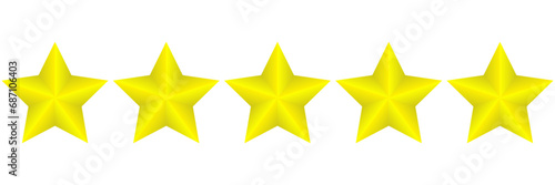 five stars rating isolated on white background