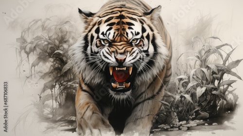 illustrations of a majestic Bengal tiger