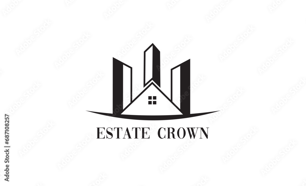 Estate crown, real estate logo, minimal logo Estate crown, real estate logo, minimal logo
