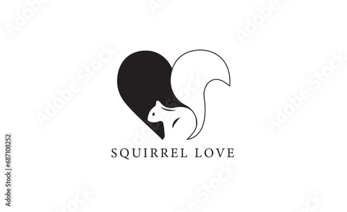 Squirrel, love, logo, minimal logo