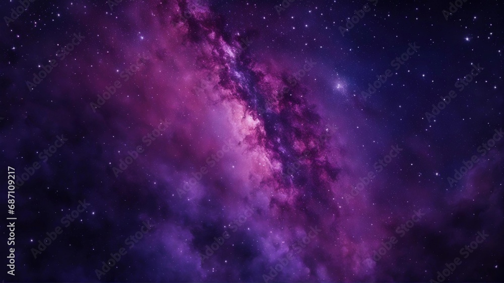 Nocturnal purple night sky , science nebula milky way  infinity earth solar  - obrazy, fototapety, plakaty 