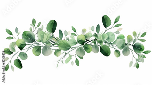 Watercolor eucalyptus leaf frame. Floristic design elements for floristics. Hand drawn illustration for Greeting card. Floral print. Plant painted background. photo