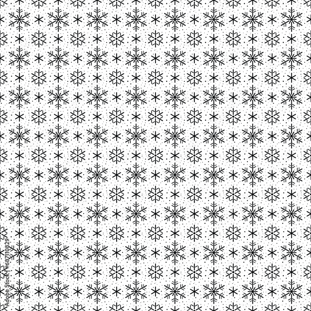 Fototapeta premium Snowflakes seamless pattern. Winter vector background.