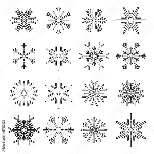 Set of snowflakes  vector illustration  winter background